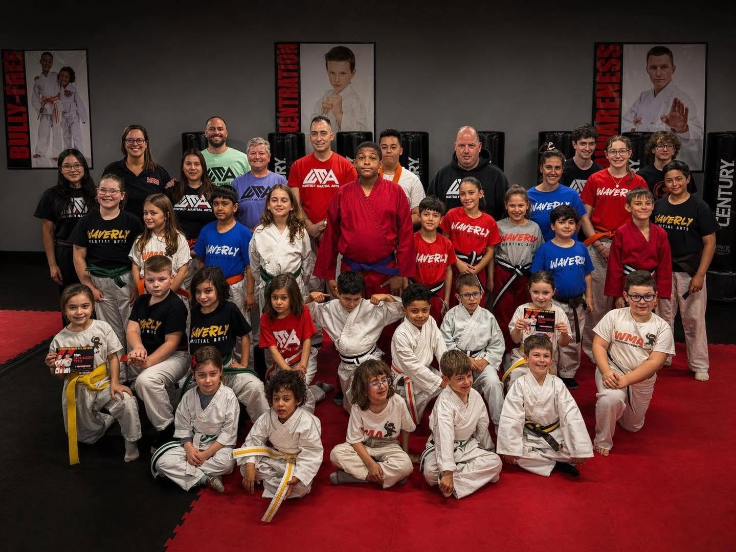 Waverly families, kids and adults, together on the mats at Waverly Martial Arts in Patchogue