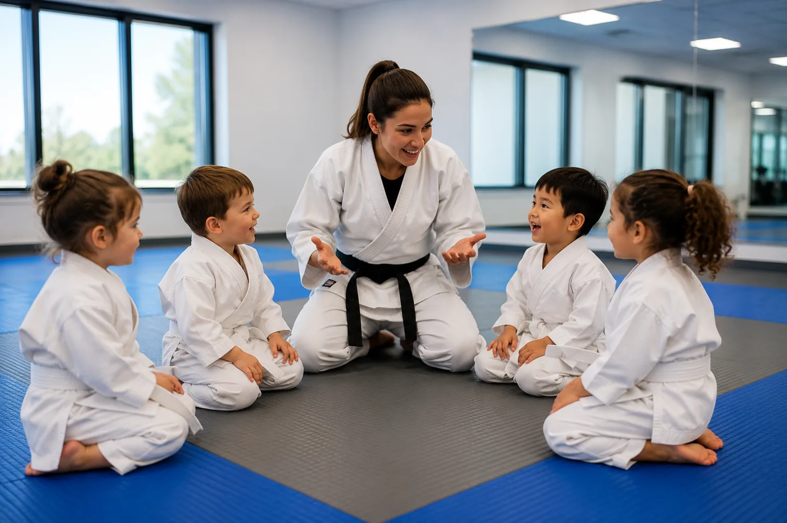Is Your Preschooler students practicing drills during class at Waverly Martial Arts in Patchogue