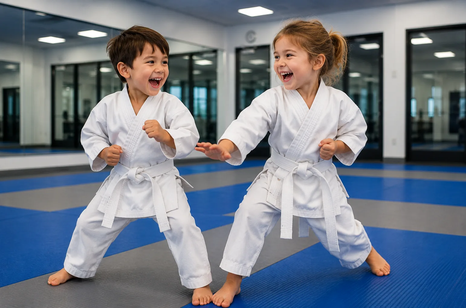 Is Your Preschooler students practicing drills during class at Waverly Martial Arts in Patchogue