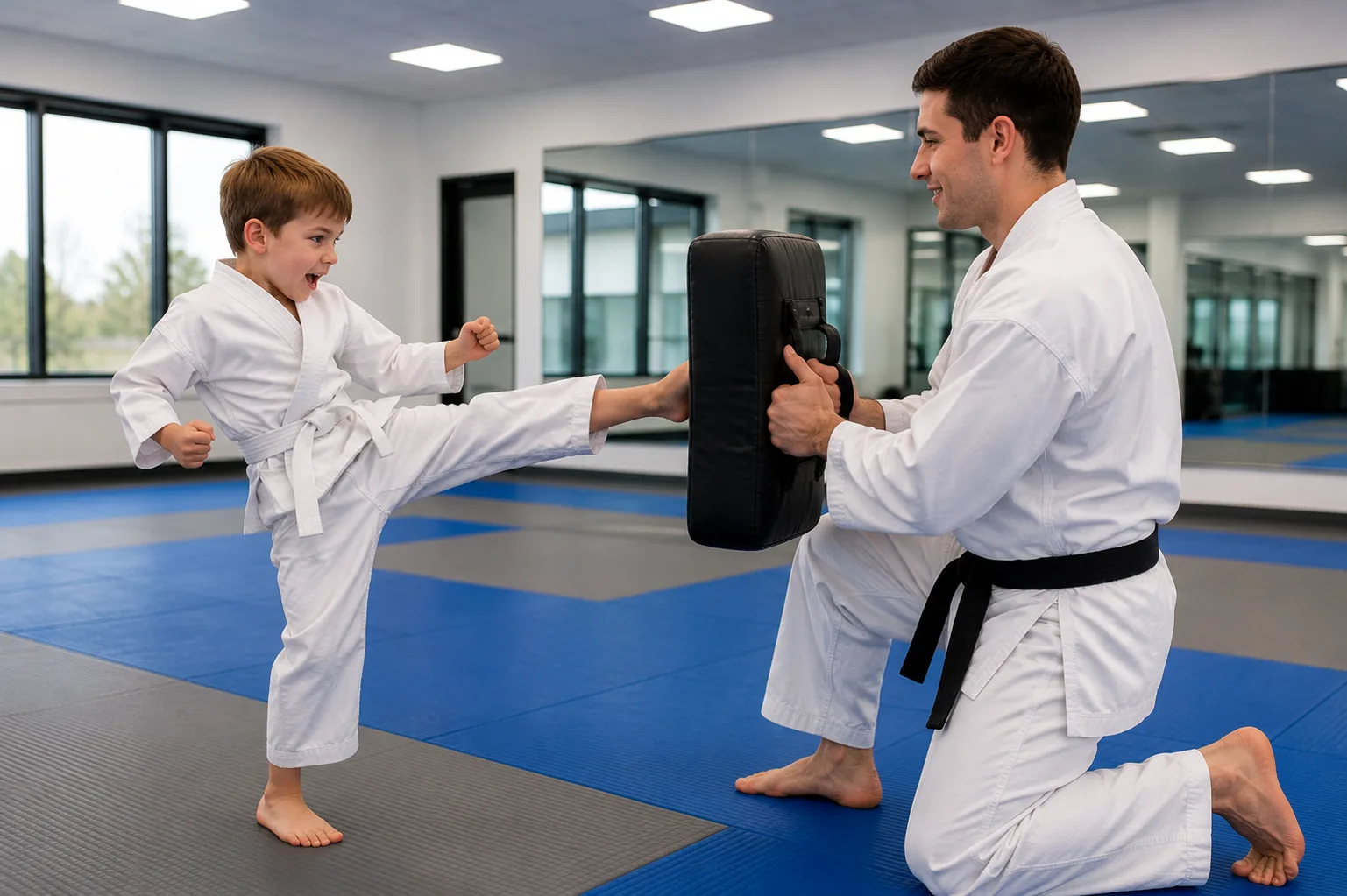 An instructor leading a Is Your Preschooler class at Waverly Martial Arts in Patchogue