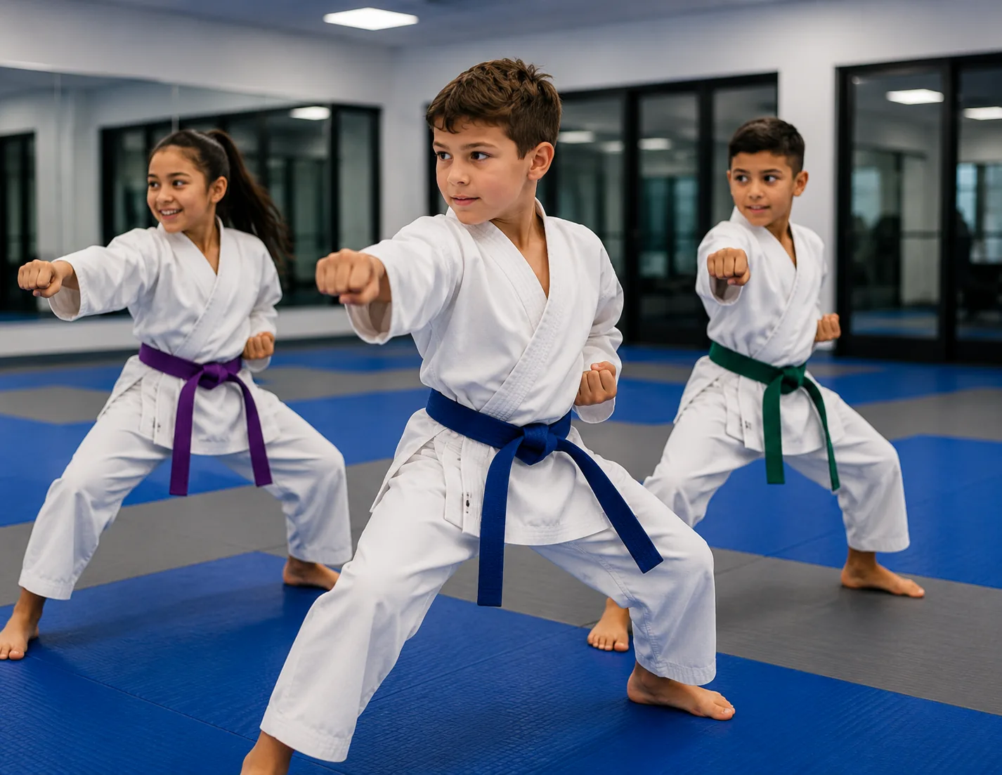 Three Words students practicing drills during class at Waverly Martial Arts in Patchogue